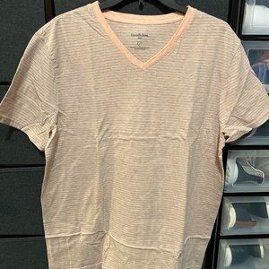 Goodfellow Pink Striped V Neck Shirt Used Large